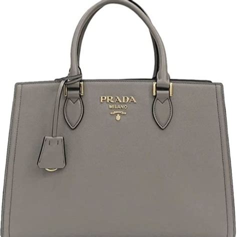 prada grey patch on pocket leather|Prada Argilla Gray Saffiano Lux Leather Large Satchel Handbag.